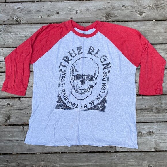 True Religion Graphic T Shirt Skull Long Sleeve XL - Picture 1 of 4